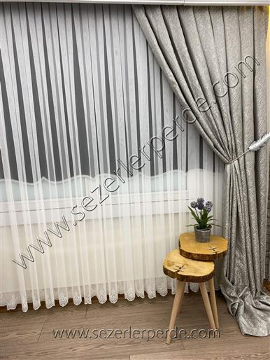 Jakarlı Fon Perde Özel Seri Demre Açık Gri 67791 V-7