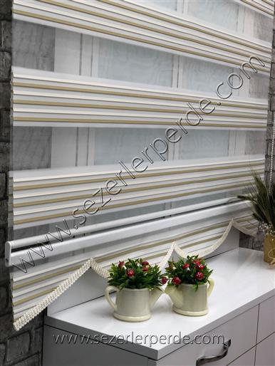 %25 İndirimli Yeni Sezon Plise Zebra Perde Vizon Çizgili