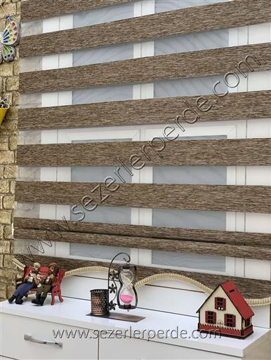 %25 İndirimli Yeni Sezon Bambu Zebra Perde Kahverengi 3104