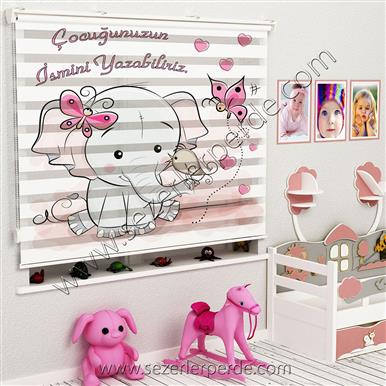 Poster Baskılı  Zebra Perde  SZR-1053 Sevimli Fil