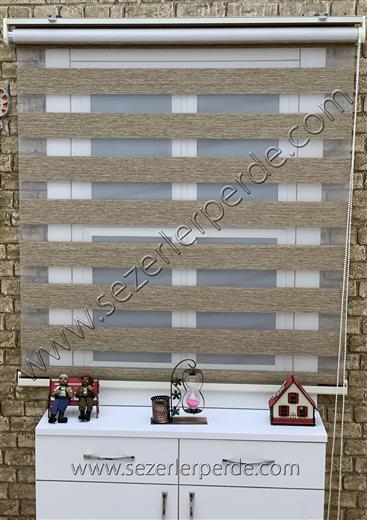 %25 İndirimli Yeni Sezon Bambu Zebra Perde Sütlü Kahve 3103