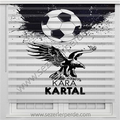 Poster Baskılı  Zebra Perde  SZR-1040 Beşiktaş Kara Kartal