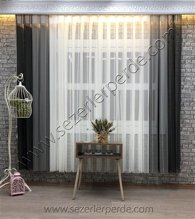 Dikey Zebra Perde Siyah Gri