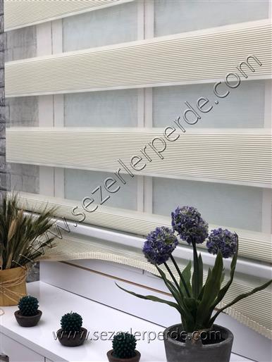 %25 İndirimli Yeni Sezon Zebra Perde Micro Plise Krem