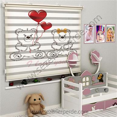 Poster Baskılı  Zebra Perde  SZR- 1021 Sevimli Ayıcık