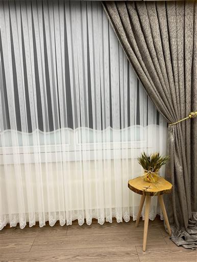 Jakarlı Fon Perde Özel Seri Demre Kahve-Vizon