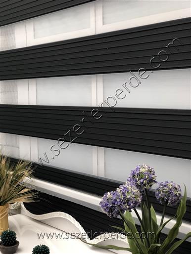 %25 İndirimli Yeni Sezon Plise Zebra Perde Siyah