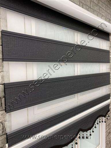 Jakarlı Zebra Perde Yeni Sezon 4100 Siyah