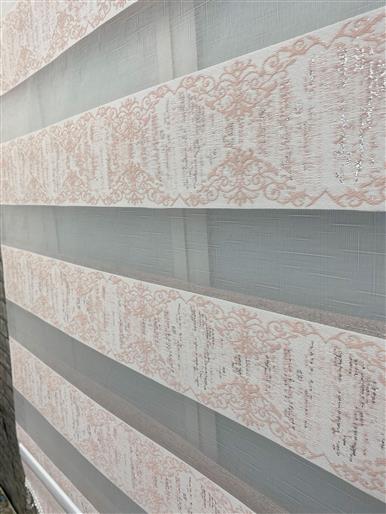 Jakarlı Zebra Perde Yeni Sezon Kamelya Pudra
