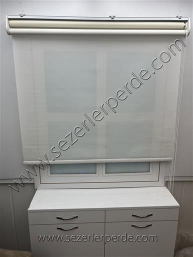 Çiftli Sistem Tülstor Keten Düz Desen Kırık Beyaz