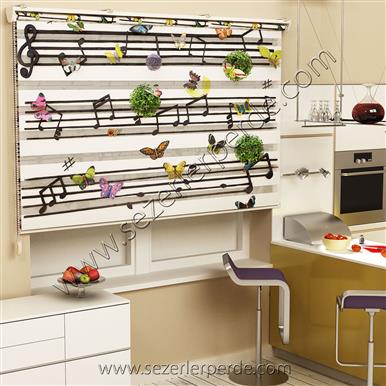 Poster Baskılı  Zebra Perde  SZR-1048 Nota