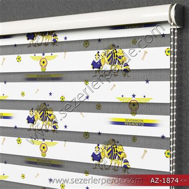 Baskılı Zebra Perde Fenerbahçe Sarı Kanarya
