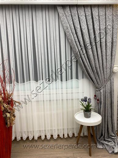 Jakarlı Fon Perde Özel Seri Demre Koyu Gri 67791 V-4