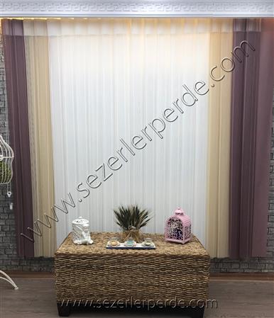 Dikey Zebra Perde Mürdüm Vizon