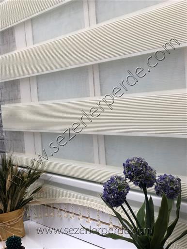 Zebra Perde Micro Plise Krem