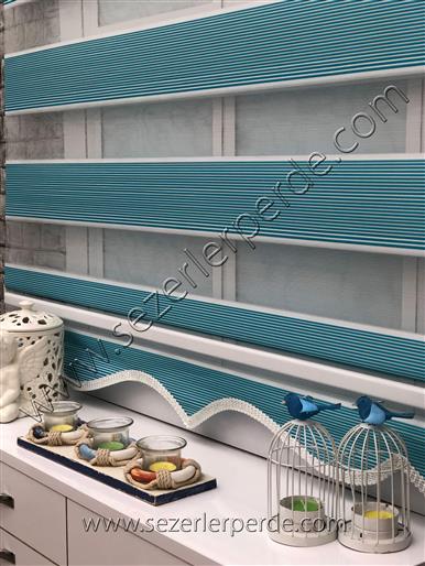 Yeni Sezon Zebra Perde Micro Plise Turkuaz
