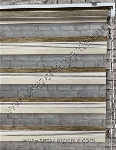 Bambu Zebra Perde Lüx Kahve Geçişli