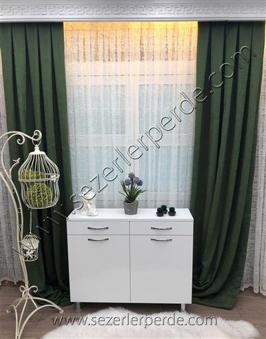 Düz Fon Perde Dökümlü Endura Yeşil