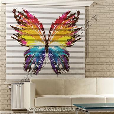 Poster Baskılı  Zebra Perde  SZR-1010 Art Kelebek
