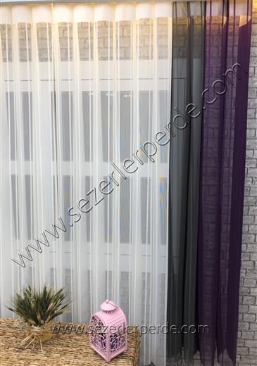 Dikey Zebra Perde Mor Gri
