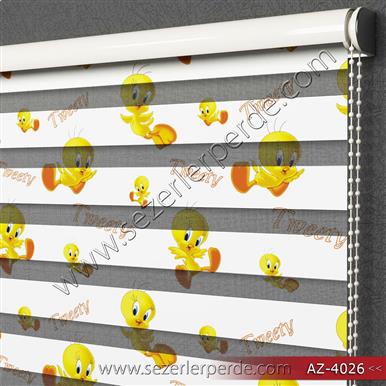 Baskılı Zebra Perde Tweety Desen