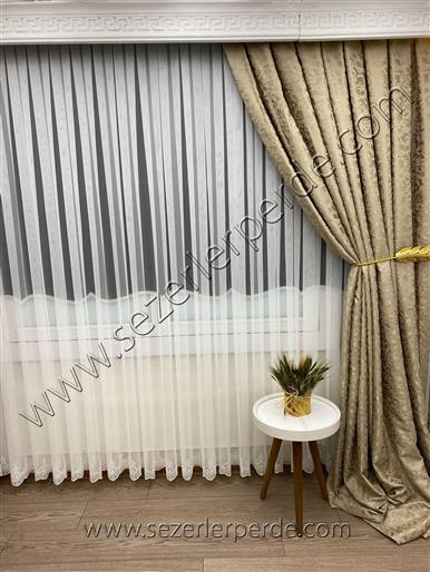 Jakarlı Fon Perde Milas Vizon