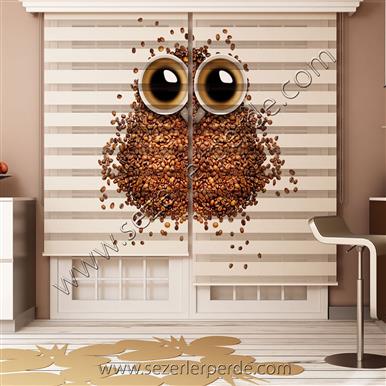 Poster Baskılı  Zebra Perde  SZR-1036 Baykuş Desen