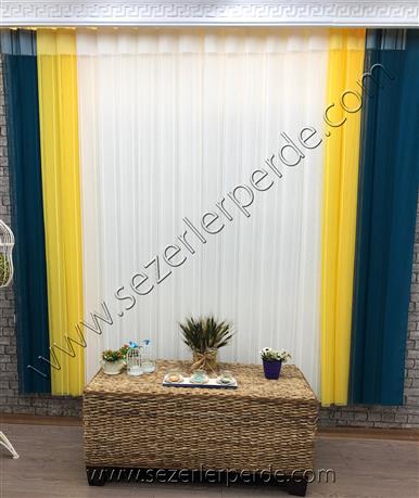Dikey Zebra Perde Lacivert Sarı