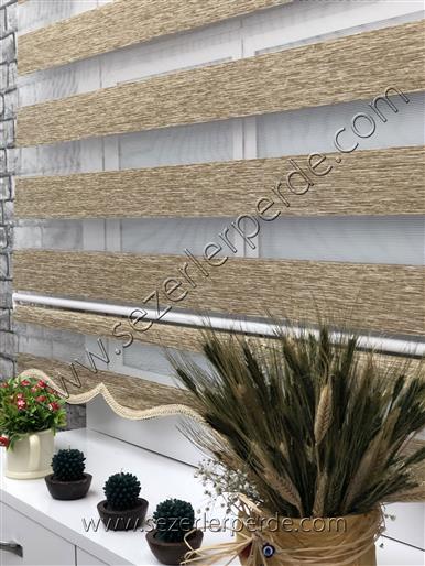 %25 İndirimli Bambu Zebra Perde Sütlü Kahve Yeni Sezon
