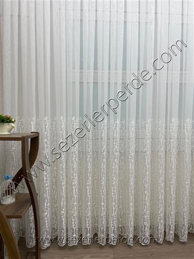 Lilium Serpme Etek İşlemeli Tül Perde Karinna TT ZEMİN