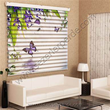 Poster Baskılı  Zebra Perde  SZR-1041 Kelebek Desen