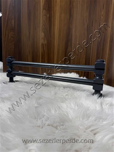 Yuvarlak Başlık Koyu Gri Çift Raylı Rustik