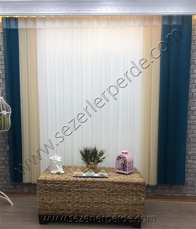 Dikey Zebra Perde Turkuaz Vizon
