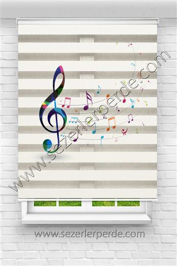 Yeni Sezon Baskılı Zebra Perde Müzik Notaları A2341
