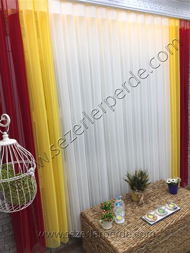 Dikey Zebra Perde Sarı Kırmızı