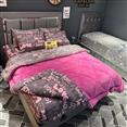WelSoft Love Desenli Pembe Çift Taraflı Peluş Yorgan Seti