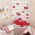 Poster Baskılı  Zebra Perde  SZR-1069 Kırmızı Kalp Desen
